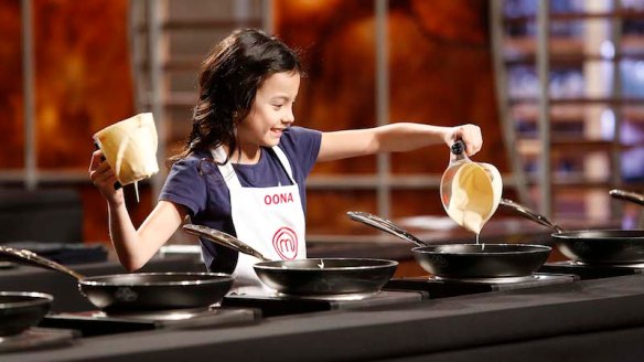 MASTERCHEF: Contestant Oona in the all-new "Junior Edition: Flip It!" episode of MASTERCHEF airing Tuesday, Nov. 11 (8:00-9:00 PM ET/PT) on FOX. CR: Greg Gayne / FOX. © 2014 FOX Broadcasting Co.